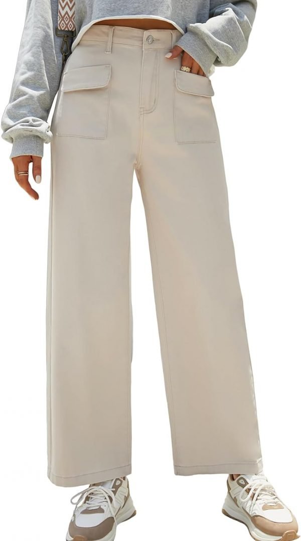 Women's Cargo Pants Women Baggy Wide Leg High Waist Casual Pants Jean Stretch Pants